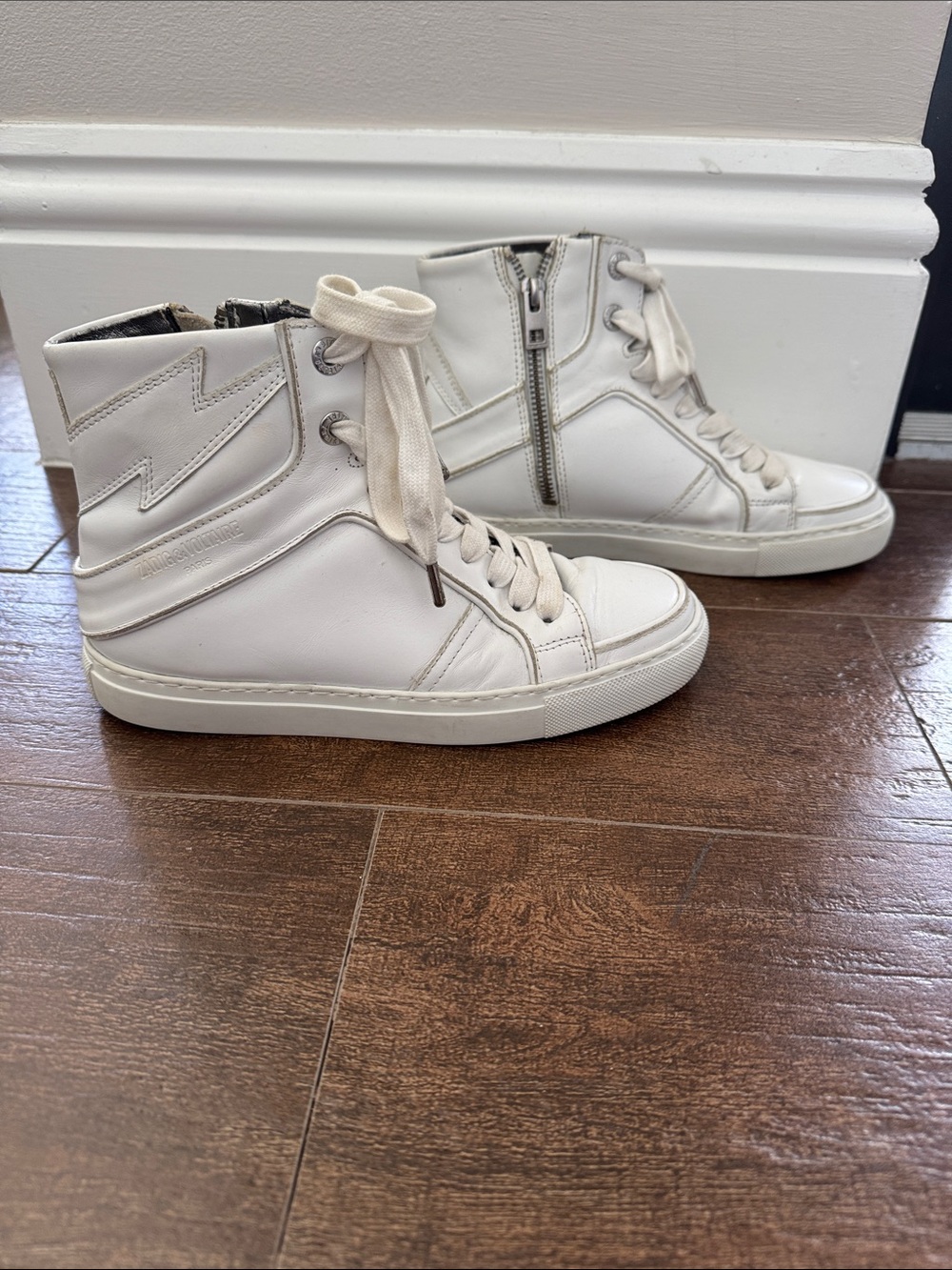 Zadig & Voltaire Women’s White High-Top Sneakers with Side Zip